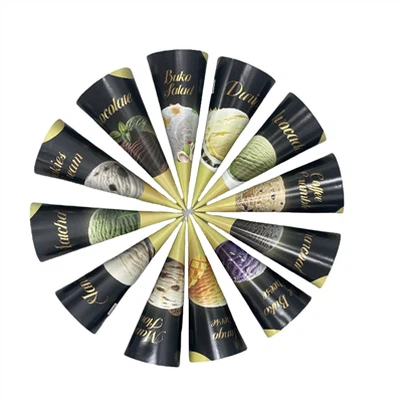 चेन कैफे और रेस्तरां के लिए 22 डिग्री 65*167 मिमी एल्युमिनियम फॉयल पेपर कोन